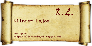 Klinder Lajos névjegykártya